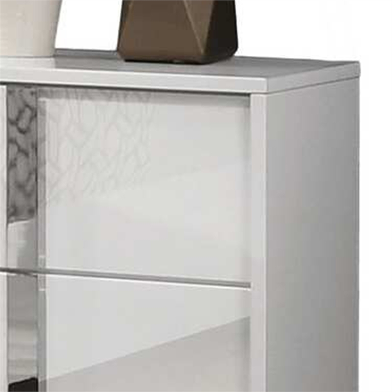 Suni Nightstand- Glossy White Wood with UV Finish- 2 Drawers- 24 Inch
