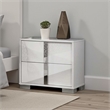 Suni Nightstand- Glossy White Wood with UV Finish- 2 Drawers- 24 Inch