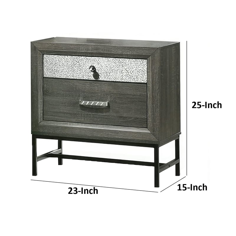 Lito 25 Inch Nightstand- 1 Drawer and Jewelry Tray