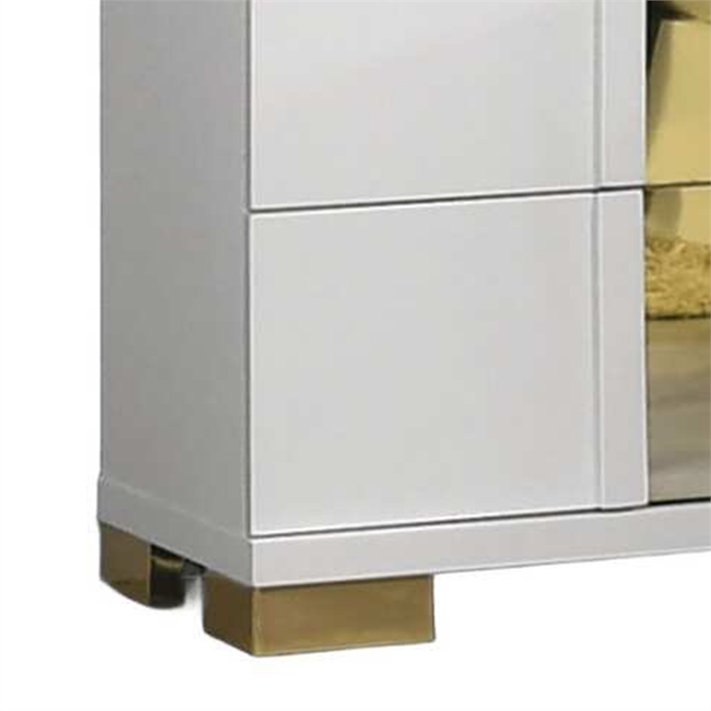 Yoki Nightstand-2 Drawers-Modern Glam White and Gold-23 Inch