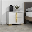 Yoki Nightstand-2 Drawers-Modern Glam White and Gold-23 Inch