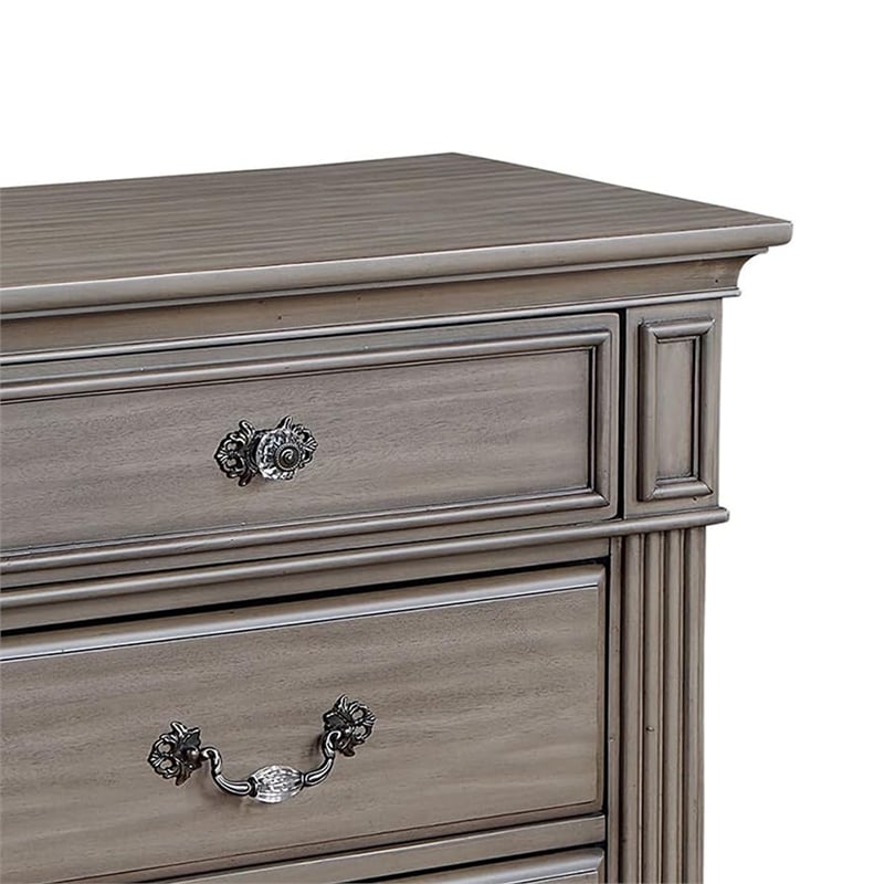 Recus Classic Nightstand with 3 Drawers- Acrylic Accents-Solid Wood