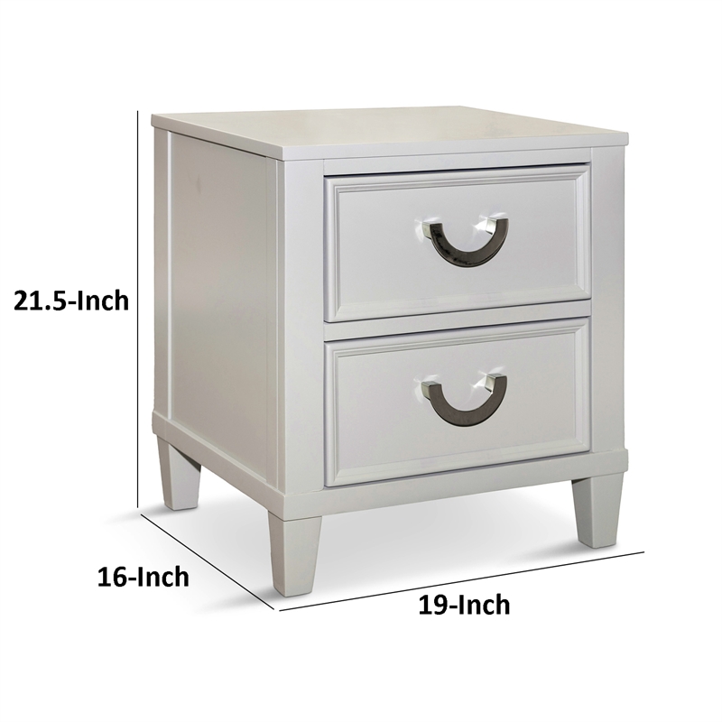 Roly Nightstand with 2 Drawers- Molded Details-Solid Wood