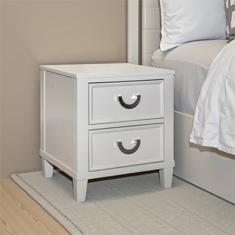 Roly Nightstand with 2 Drawers- Molded Details-Solid Wood