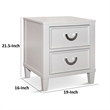 Kiki Nightstand with 2 Drawers- Chrome Metal- White Wood