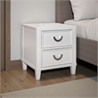 Kiki Nightstand with 2 Drawers- Chrome Metal- White Wood