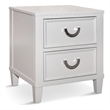 Kiki Nightstand with 2 Drawers- Chrome Metal- White Wood
