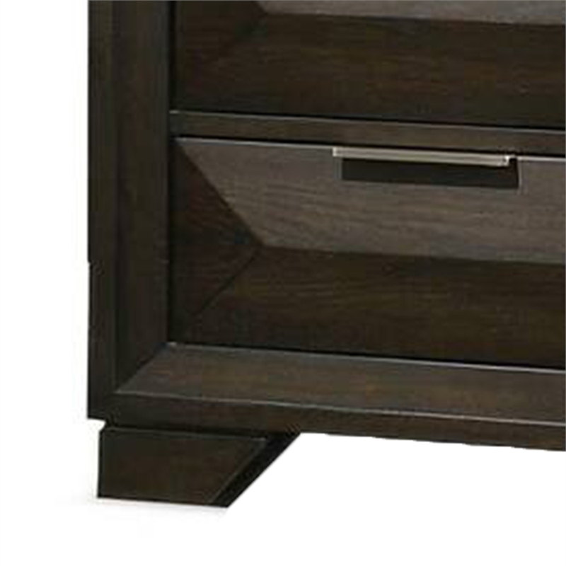 Fema Nightstand- 2 Bevel Drawers- Nickel Handles