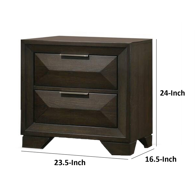 Fema Nightstand- 2 Bevel Drawers- Nickel Handles