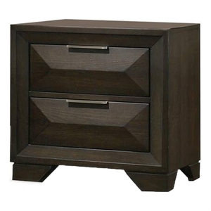 Fema Nightstand- 2 Bevel Drawers- Nickel Handles