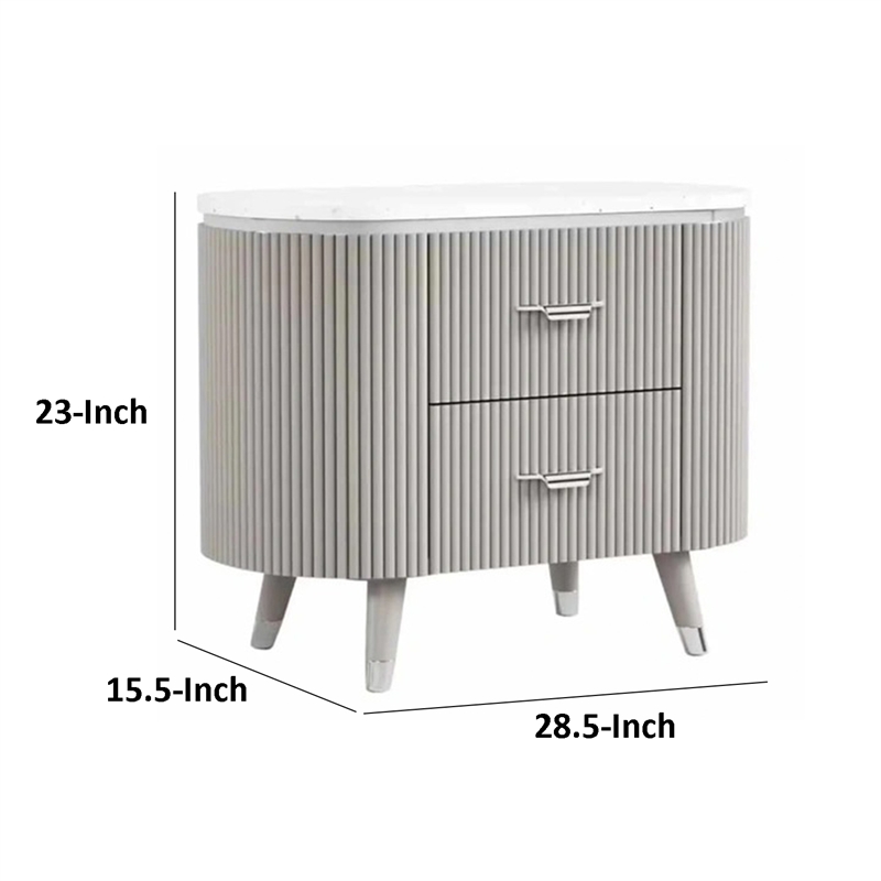 Gema Nightstand- 2 Drawers- Cultured Stone Top
