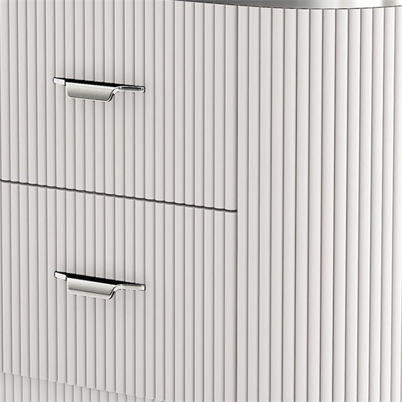 Alda Nightstand w 2 Drawers- Black Stone Top