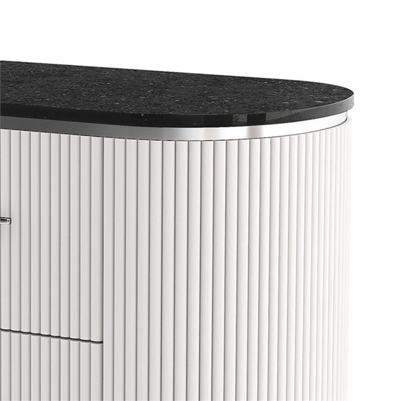 Alda Nightstand w 2 Drawers- Black Stone Top