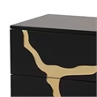 Goldie Nightstand-2 Drawers-Gold and Black Solid Wood-28 Inch