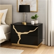 Goldie Nightstand-2 Drawers-Gold and Black Solid Wood-28 Inch