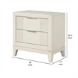 Toi Nightstand- 2 Drawers- Antique White Finished Solid Wood- 27 Inch