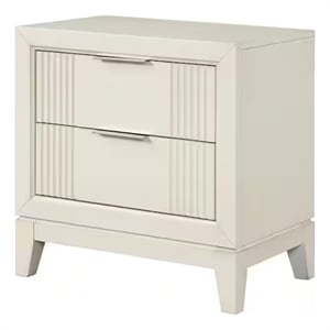 Toi Nightstand- 2 Drawers- Antique White Finished Solid Wood- 27 Inch