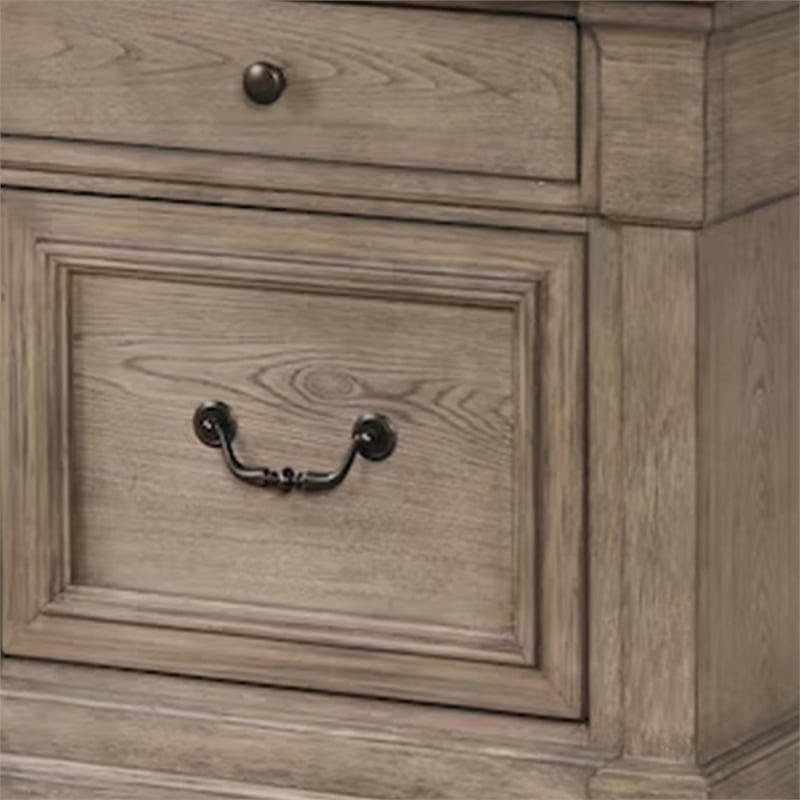 Roi Nightstand- 2 Drawers- Weathered Gray Solid Wood- 28 Inch