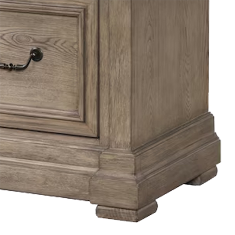 Roi Nightstand- 2 Drawers- Weathered Gray Solid Wood- 28 Inch