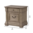 Roi Nightstand- 2 Drawers- Weathered Gray Solid Wood- 28 Inch