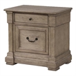 Roi Nightstand- 2 Drawers- Weathered Gray Solid Wood- 28 Inch