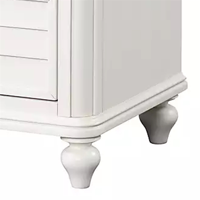 Kyna Nightstand- 2 Drawers- Classic Antique White Solid Wood- 28 Inch