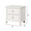 Kyna Nightstand- 2 Drawers- Classic Antique White Solid Wood- 28 Inch