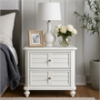 Kyna Nightstand- 2 Drawers- Classic Antique White Solid Wood- 28 Inch