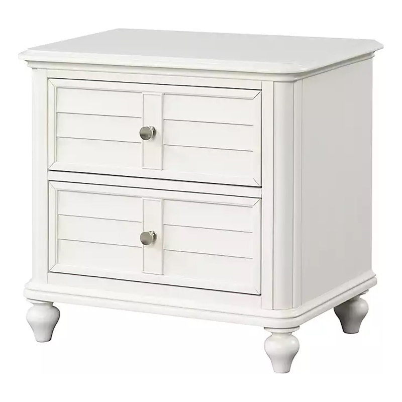 Kyna Nightstand- 2 Drawers- Classic Antique White Solid Wood- 28 Inch
