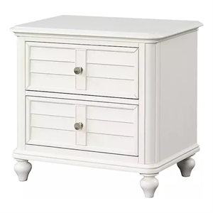 Kyna Nightstand- 2 Drawers- Classic Antique White Solid Wood- 28 Inch