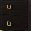 Lati Nightstand-2 Drawers-Black Wood-Gold Metal-24 Inch