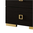 Lati Nightstand-2 Drawers-Black Wood-Gold Metal-24 Inch