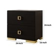 Lati Nightstand-2 Drawers-Black Wood-Gold Metal-24 Inch