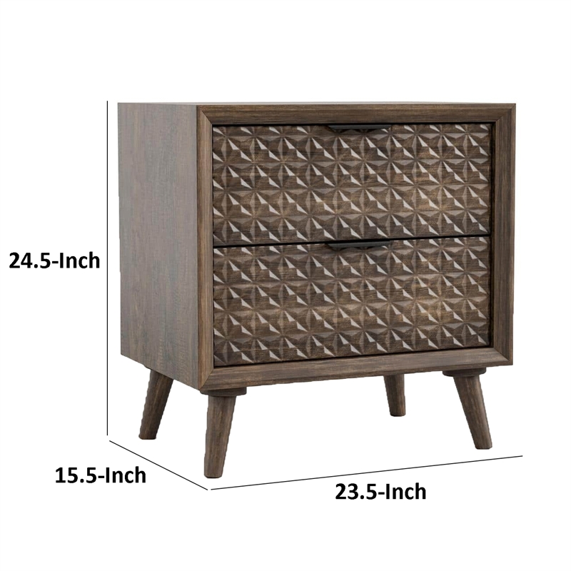 Fel Nightstand- 2 Drawers- 25 Inch