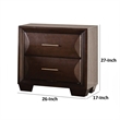 Nitz Nightstand- 2 Drawers- Espresso Brown Solid Wood- 27 Inch
