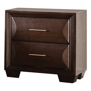 Nitz Nightstand- 2 Drawers- Espresso Brown Solid Wood- 27 Inch