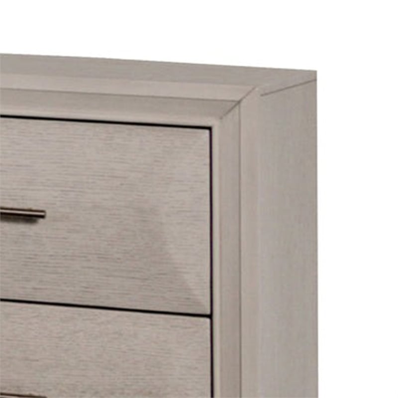Nitz Nightstand- 2 Drawers- White Solid Wood- Metal Handles- 27 Inch