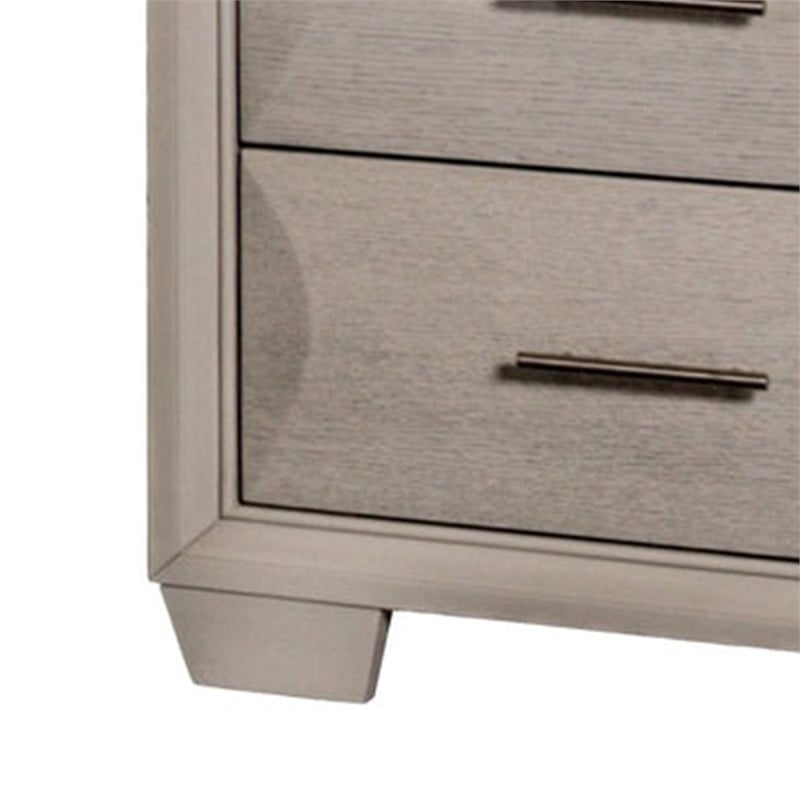 Nitz Nightstand- 2 Drawers- White Solid Wood- Metal Handles- 27 Inch