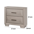 Nitz Nightstand- 2 Drawers- White Solid Wood- Metal Handles- 27 Inch