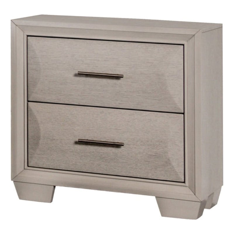 Nitz Nightstand- 2 Drawers- White Solid Wood- Metal Handles- 27 Inch
