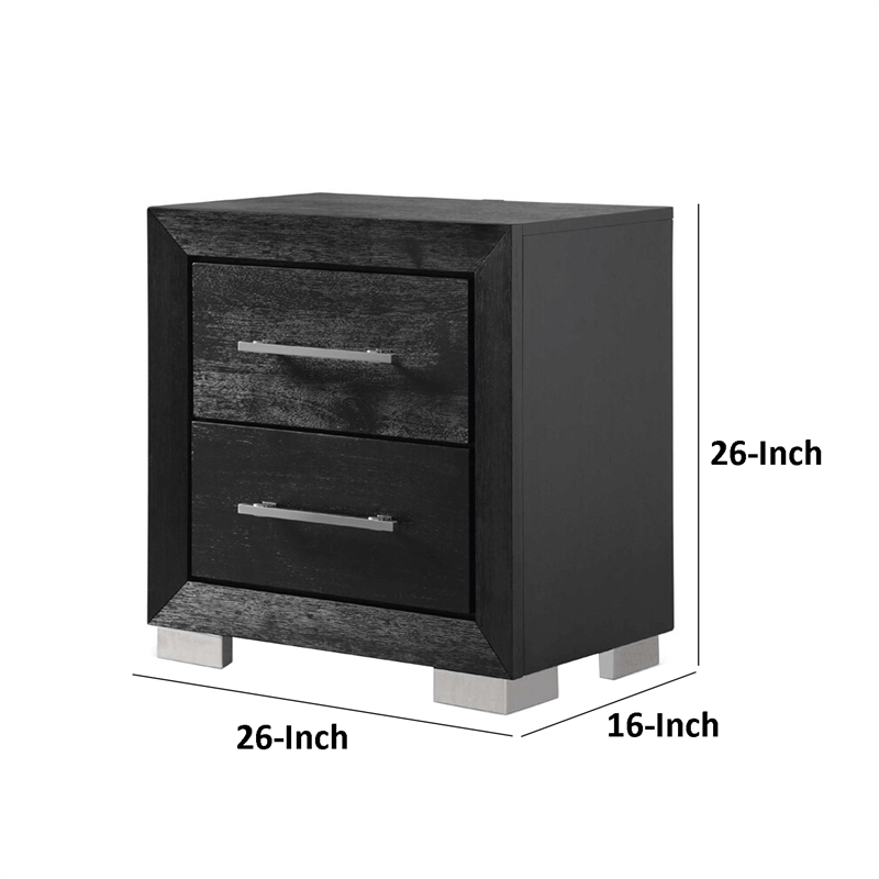 Ashen Nightstand w USB- 2 Drawers-26 Inch