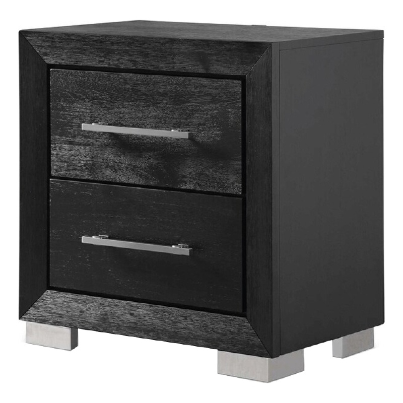 Ashen Nightstand w USB- 2 Drawers-26 Inch
