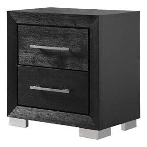 Ashen Nightstand w USB- 2 Drawers-26 Inch