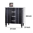 Eleena Nightstand- 3 Drawers- Black Solid Wood- Metal Handles- 28 Inch