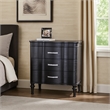 Eleena Nightstand- 3 Drawers- Black Solid Wood- Metal Handles- 28 Inch