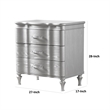 Eleena Nightstand- 3 Drawers- Silver Solid Wood- Metal Handles 28 Inch