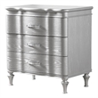 Eleena Nightstand- 3 Drawers- Silver Solid Wood- Metal Handles 28 Inch