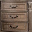 Reven Nightstand- 3 Drawers- Weathered Oak Brown Wood- Metal- 31 Inch