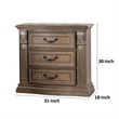 Reven Nightstand- 3 Drawers- Weathered Oak Brown Wood- Metal- 31 Inch
