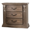 Reven Nightstand- 3 Drawers- Weathered Oak Brown Wood- Metal- 31 Inch